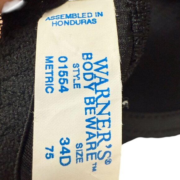 WARNER'S Bra 34D Black Underwire Stretch Ribbed Body Beware Bare Collection NWT - Picture 8 of 9